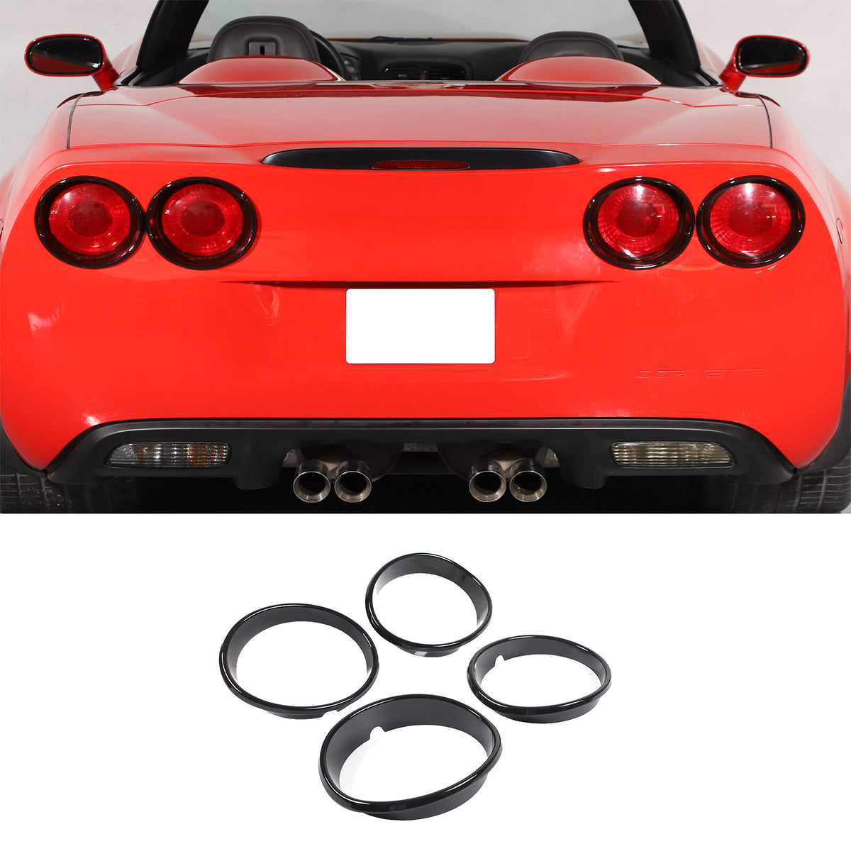 Gloss Black Tail Light Surround Trim Ring For Corvette C6 2005-2013 2