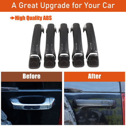 Mecha Matte Black ABS Door + Tailgate Handle Cover Trim For Hummer H3 2005-2009 21