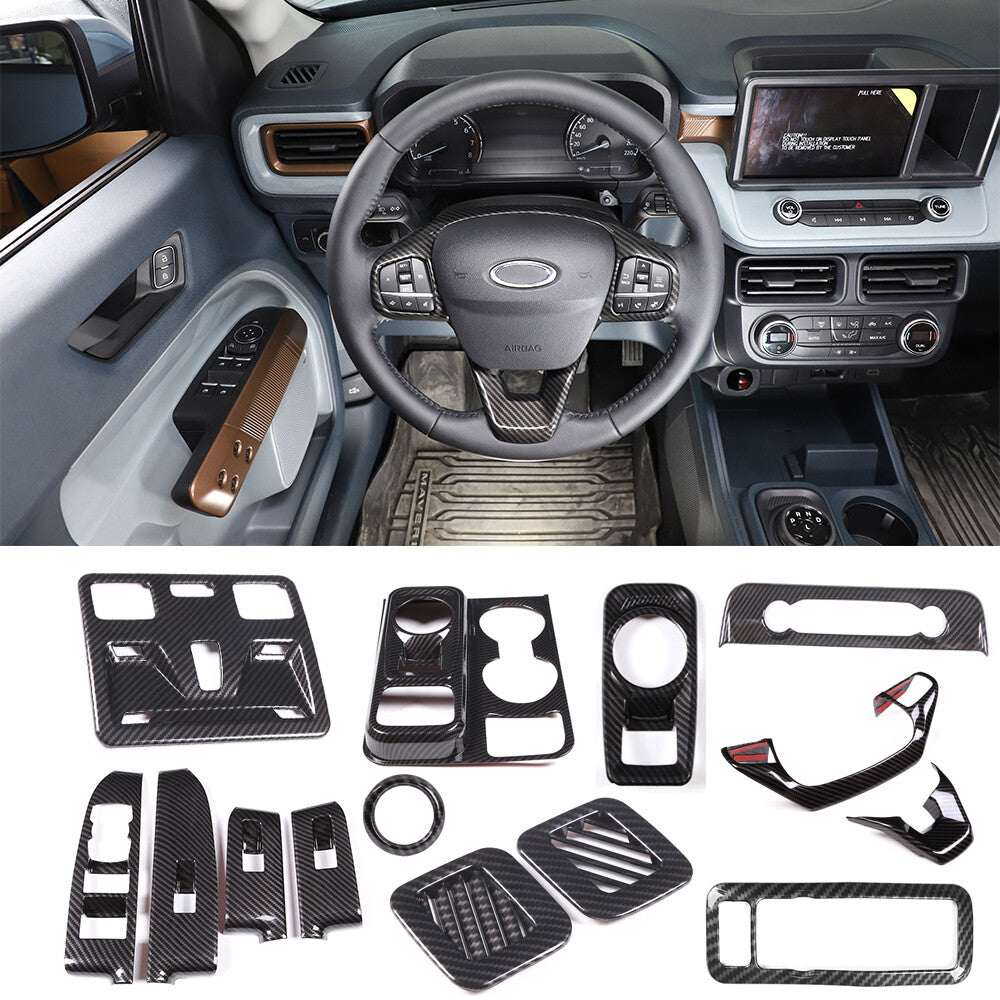 Carbon fiber ABS Full Set Interior Decoration Cover Trim For Ford Maverick 2022 1