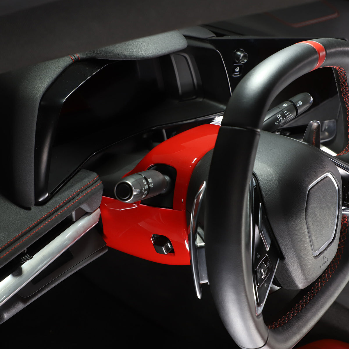 Red ABS Steering Wheel Base Cover Trim Bezels For Corvette C8 2020-2026 US 16
