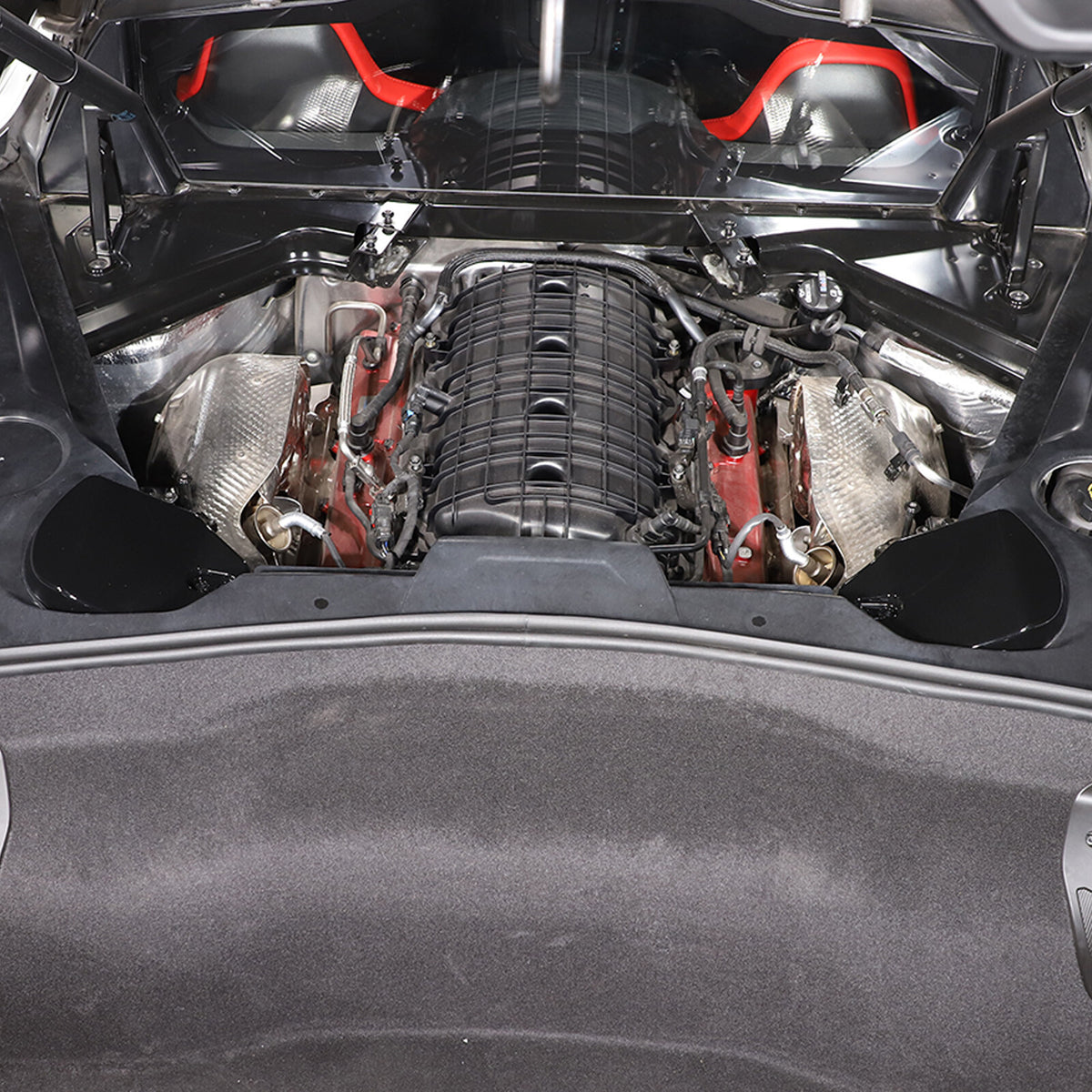 Glossy Black Engine Bay Rear Shock Tower Protective Cover For Corvette C8 20-26 1