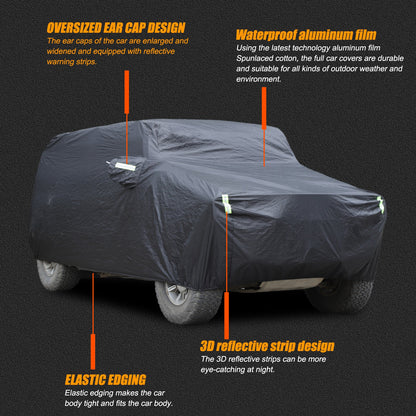 Black Full Car Cover Outdoor Waterproof Sun Car Cover For Hummer H2 2003-2009 9