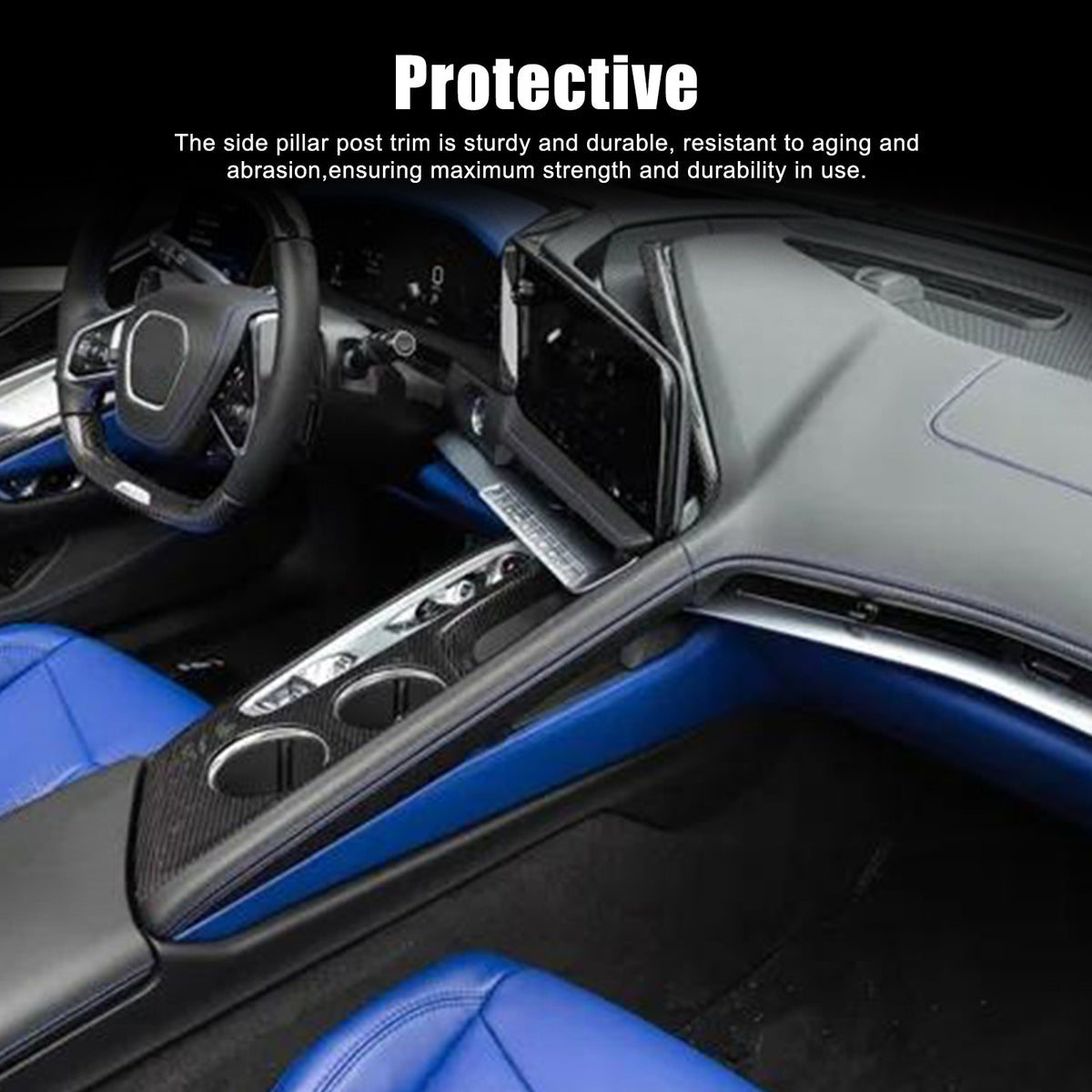 Real Carbon Fiber Dashboard Center A/C Vent Trim For Corvette C8 2026+ 15