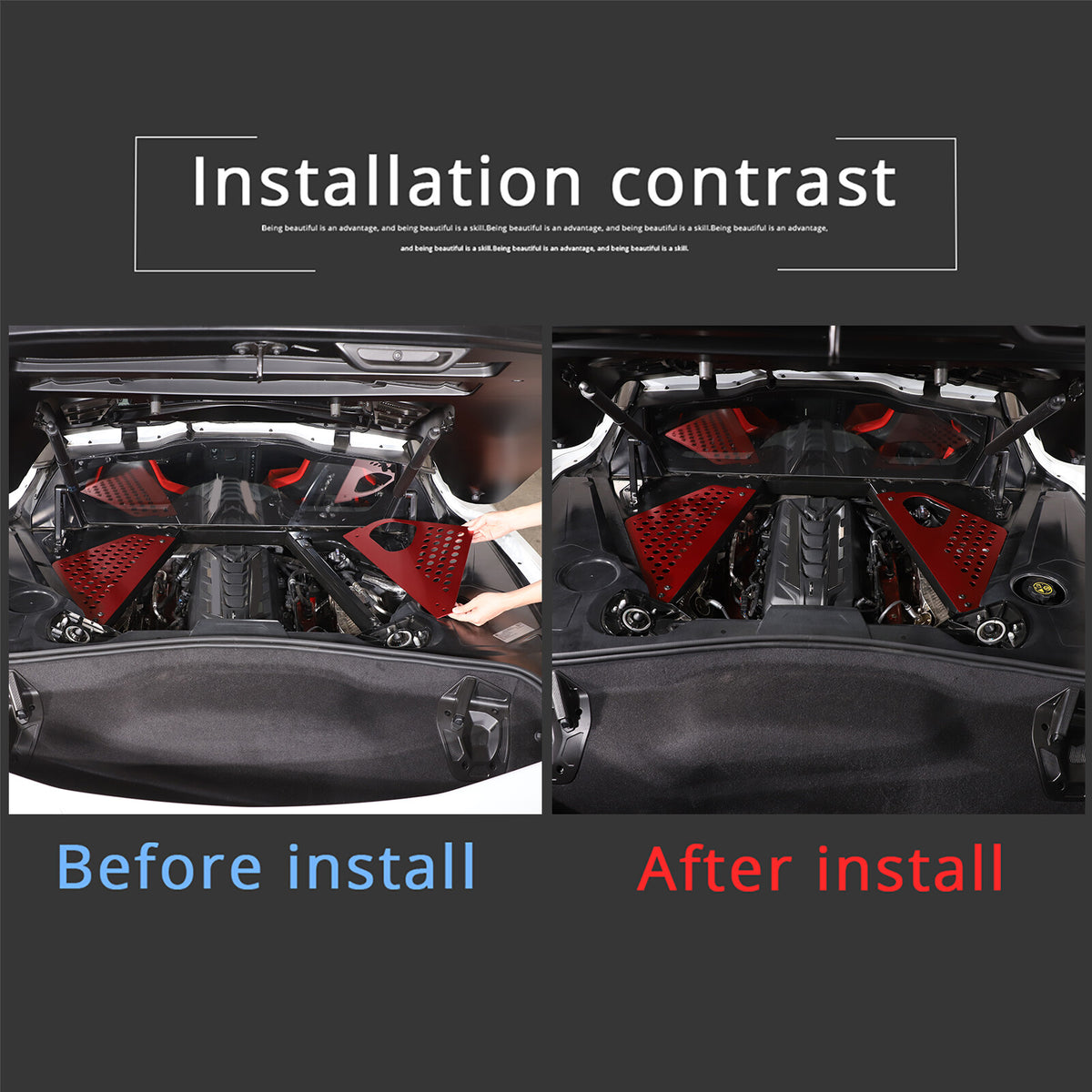 Red Alloy Car Engine Bay Trim Interior Cover For Corvette C8 Z06 Z51 2020-2026 6