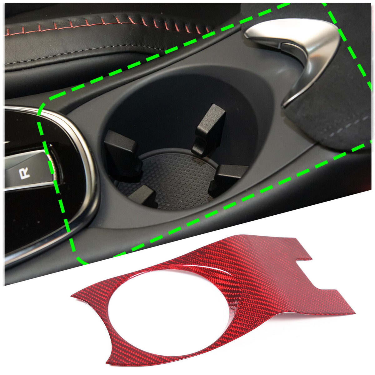Real Carbon fiber Center Armrest Cup Holder Cover Trim For McLaren GT 19-22 2
