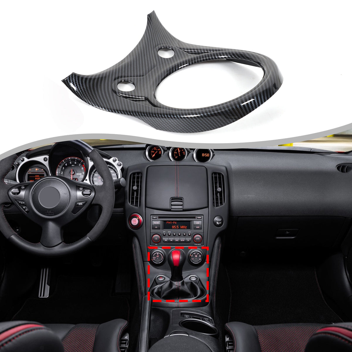 ABS Carbon Center Gear Shift Panel trim Cover For Nissan 370Z Z34 MT 09-20 US 1