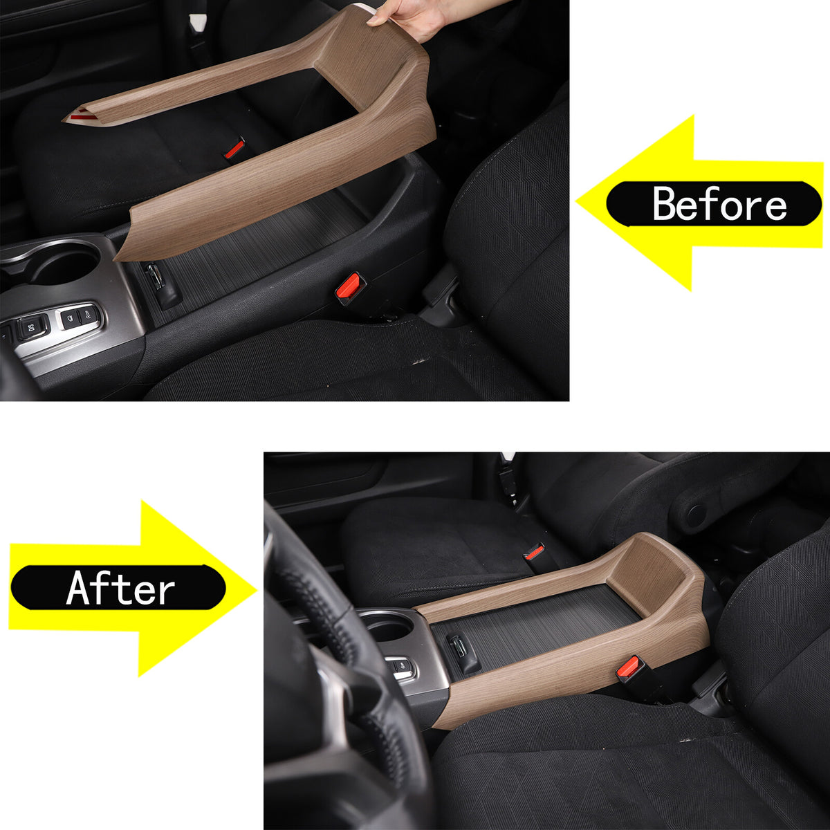 ABS Wood Grain Center Console Armrest Box Side Panel Trim for Honda Pilot 15-22 4