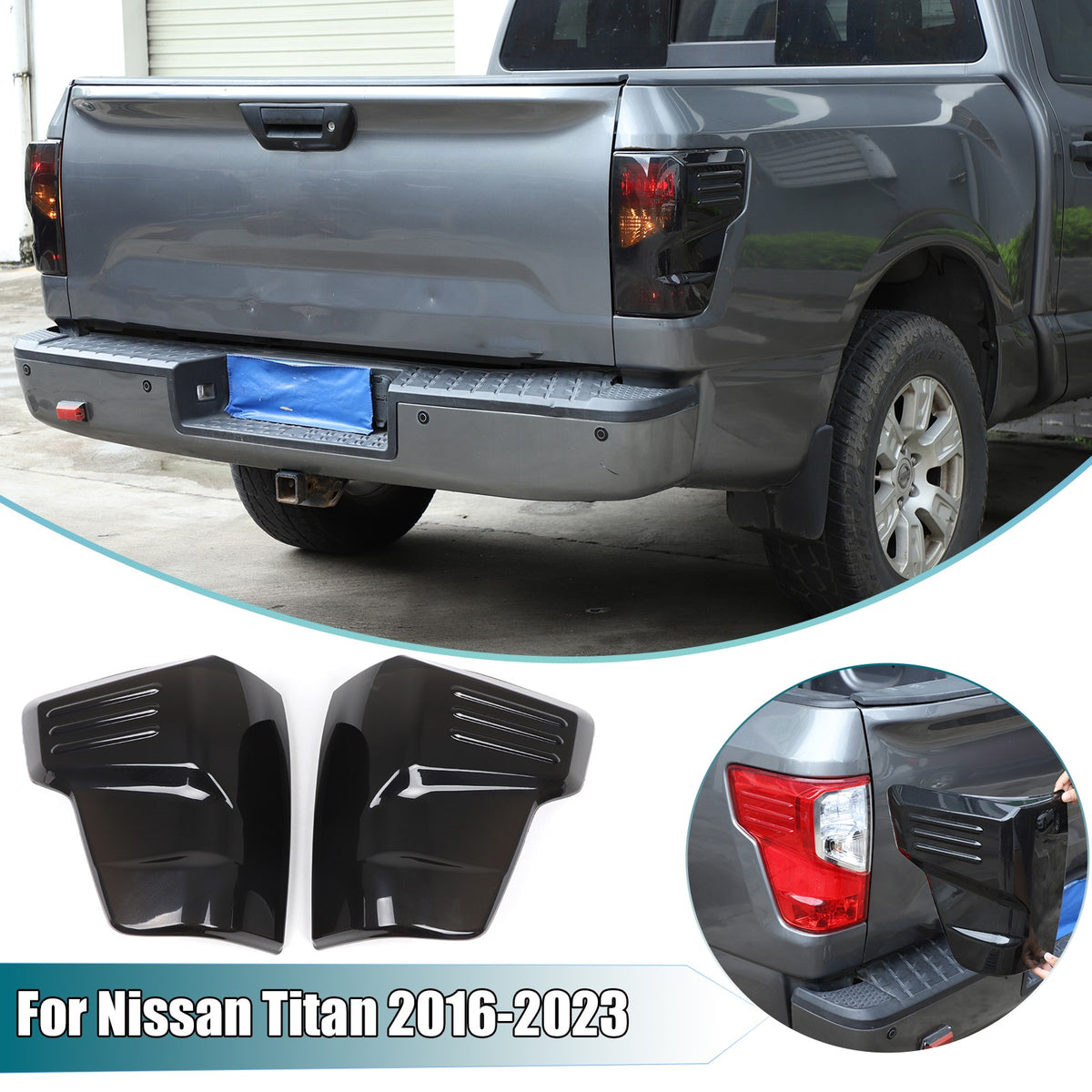 Transparent Gray ABS Tail Light Smoked Cover Trim For Nissan Titan 2016-2023 1