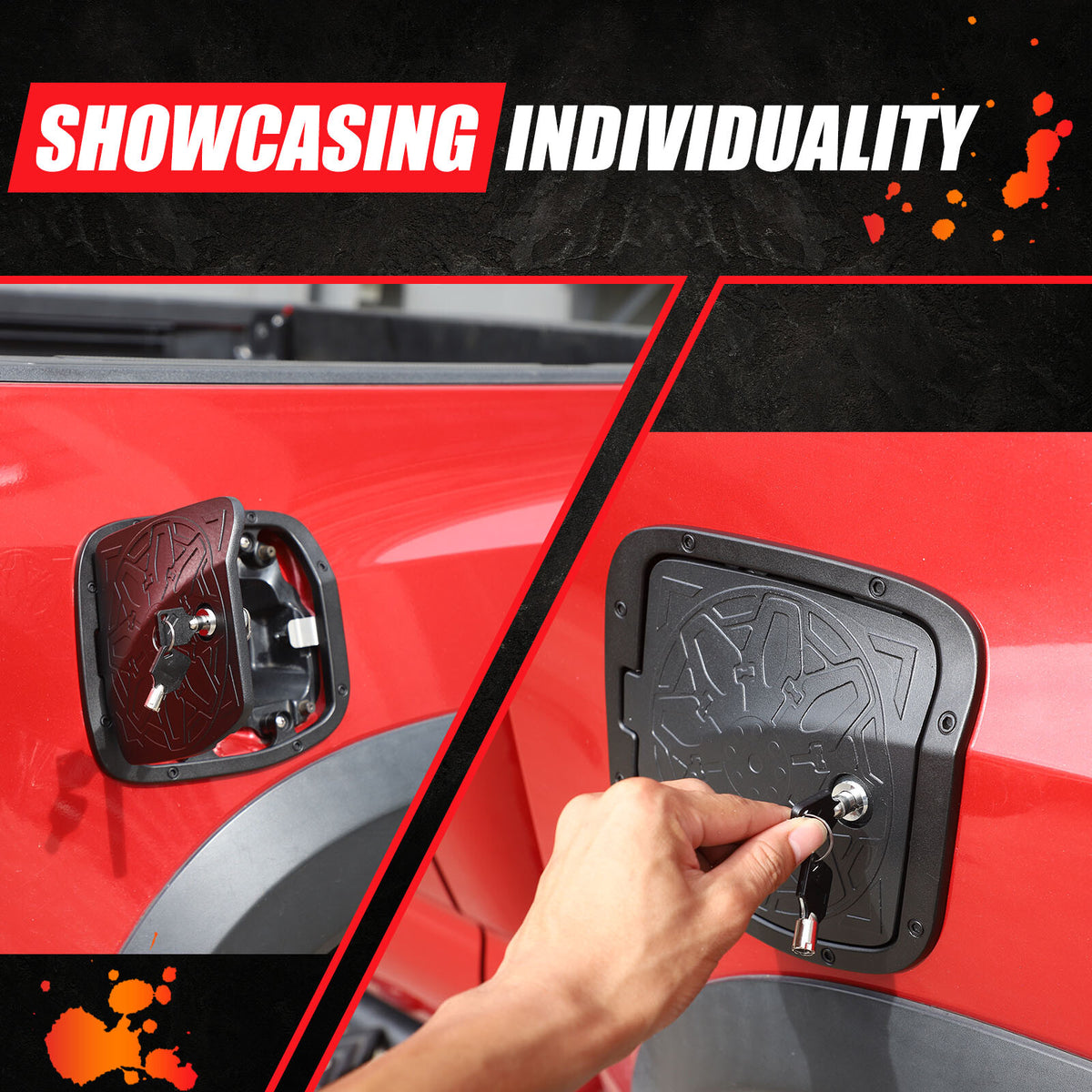 Door Fuel Tank Cover With Lock Gas Cap Tank Trim For Toyota Tacoma 2016-23 5