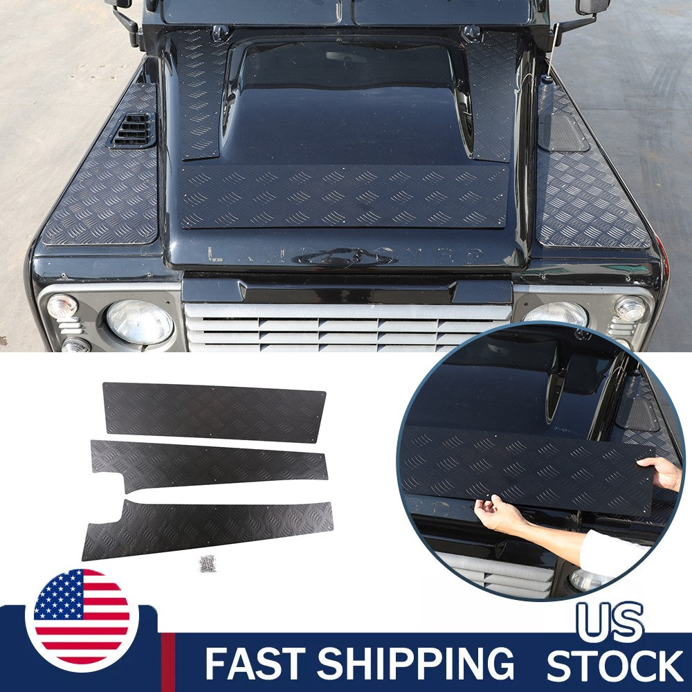 Black Alloy Front Hood Protection Plate Trim For LR Defender L316 2004-2018 US 1