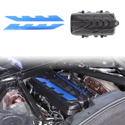 Carbon Fiber Engine Bay Panel Cover in Edge Red/Blue/Black For Corvette C8 Coupe 3