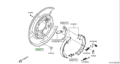 Nissan OEM PLATE ASSEMBLY-BACK,REAR BRAKE RH 44020-CY01B Genuine 2