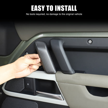 Matte Real Carbon Interior Door Handle Cover Trim For LR Defender 110 2020-23 11
