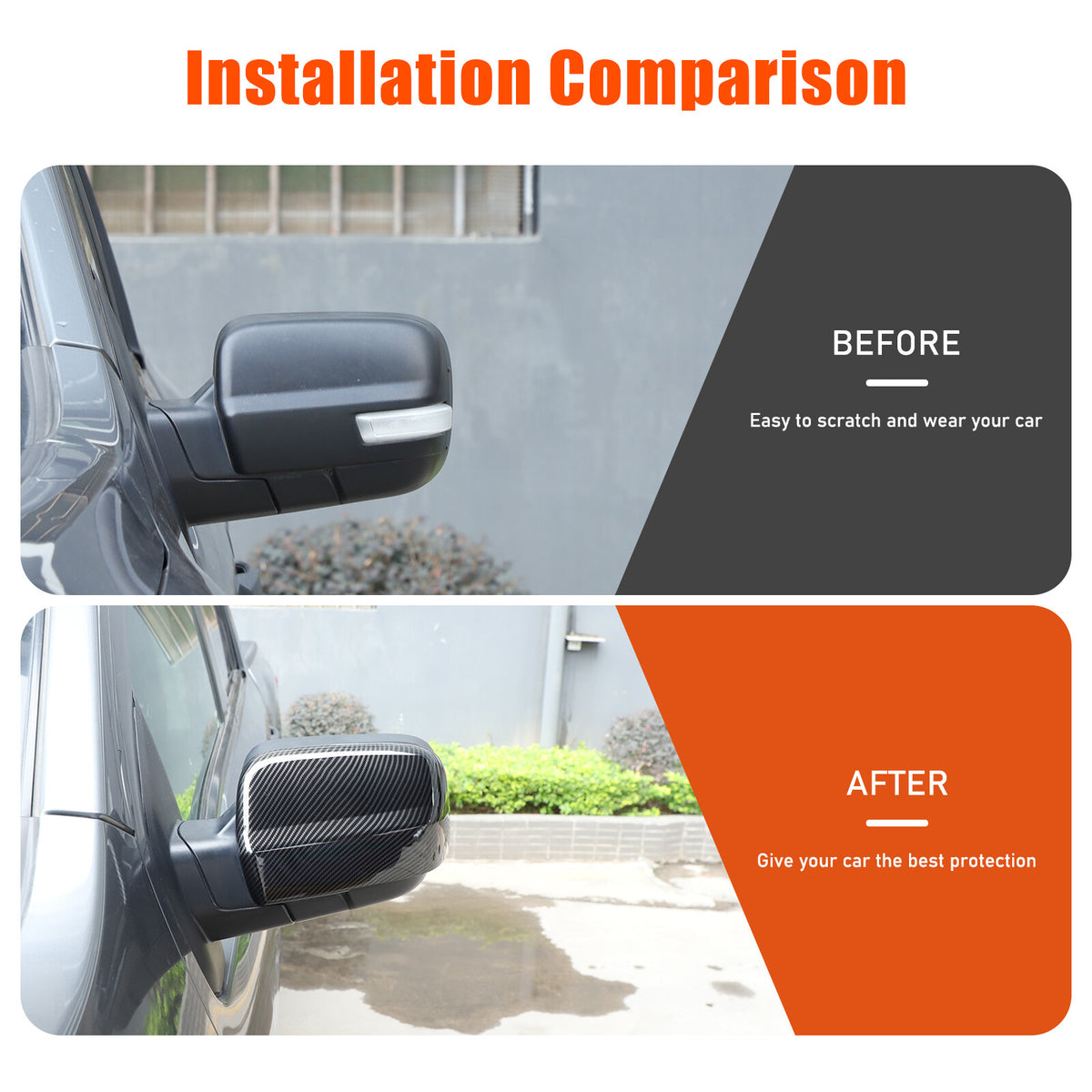 Carbon Fiber ABS Exterior Rearview Mirror Cover Trim For Nissan Titan 2016-2023 12