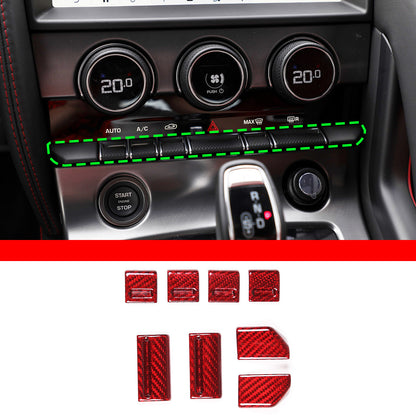 Red Carbon fiber AC Center Console Switch Button Trim For Jaguar F-Type 2013-24 2
