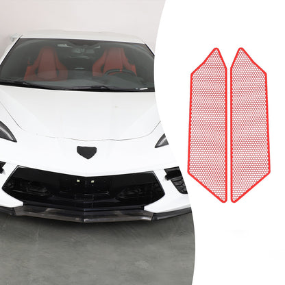 Red Stainless Steel Front Grille Insect Screen Trim For Corvette C8 2020+ 2