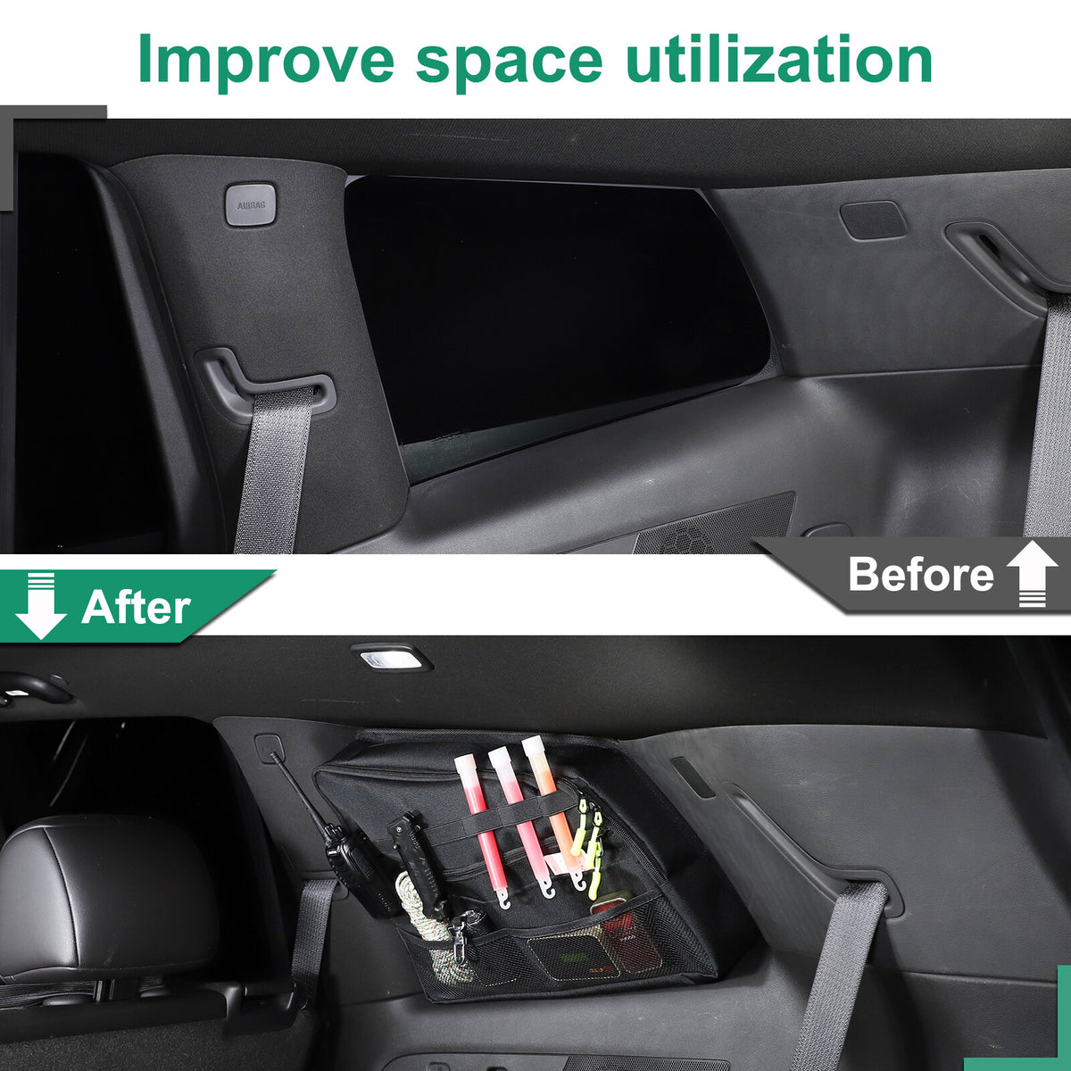 Rear Trunk Left Side Window Storage Bag Organizer For Cadillac XT6 20-24 6