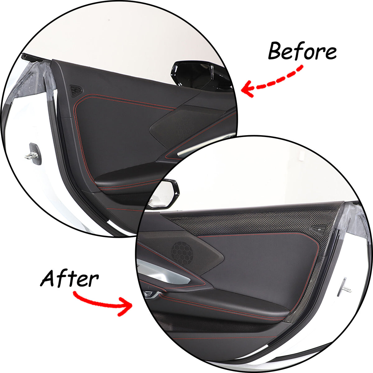 Real Carbon Fiber Inner Interior Door Panel Cover Trim For Corvette C8 2020-26 16