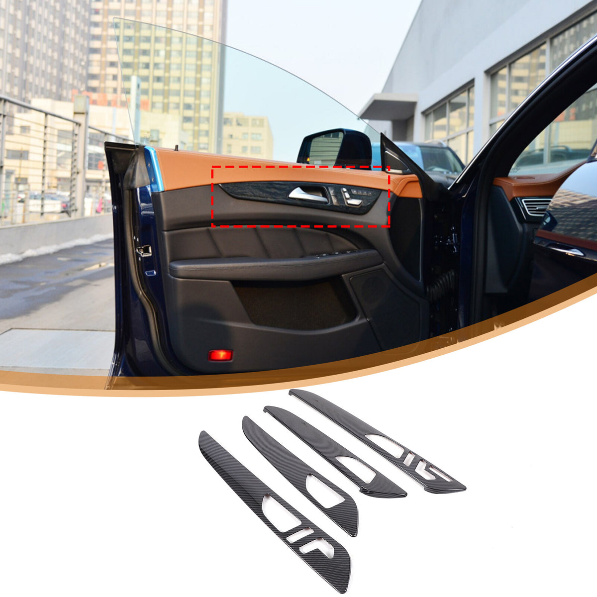 ABS Carbon Fiber Interior door Panel Trim For Benz GLE GLS ML GL W166 2013-19 2