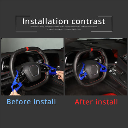 Blue Real Carbon fiber Steering Wheel Button Cover Trim For Corvette C8 2020-26 4