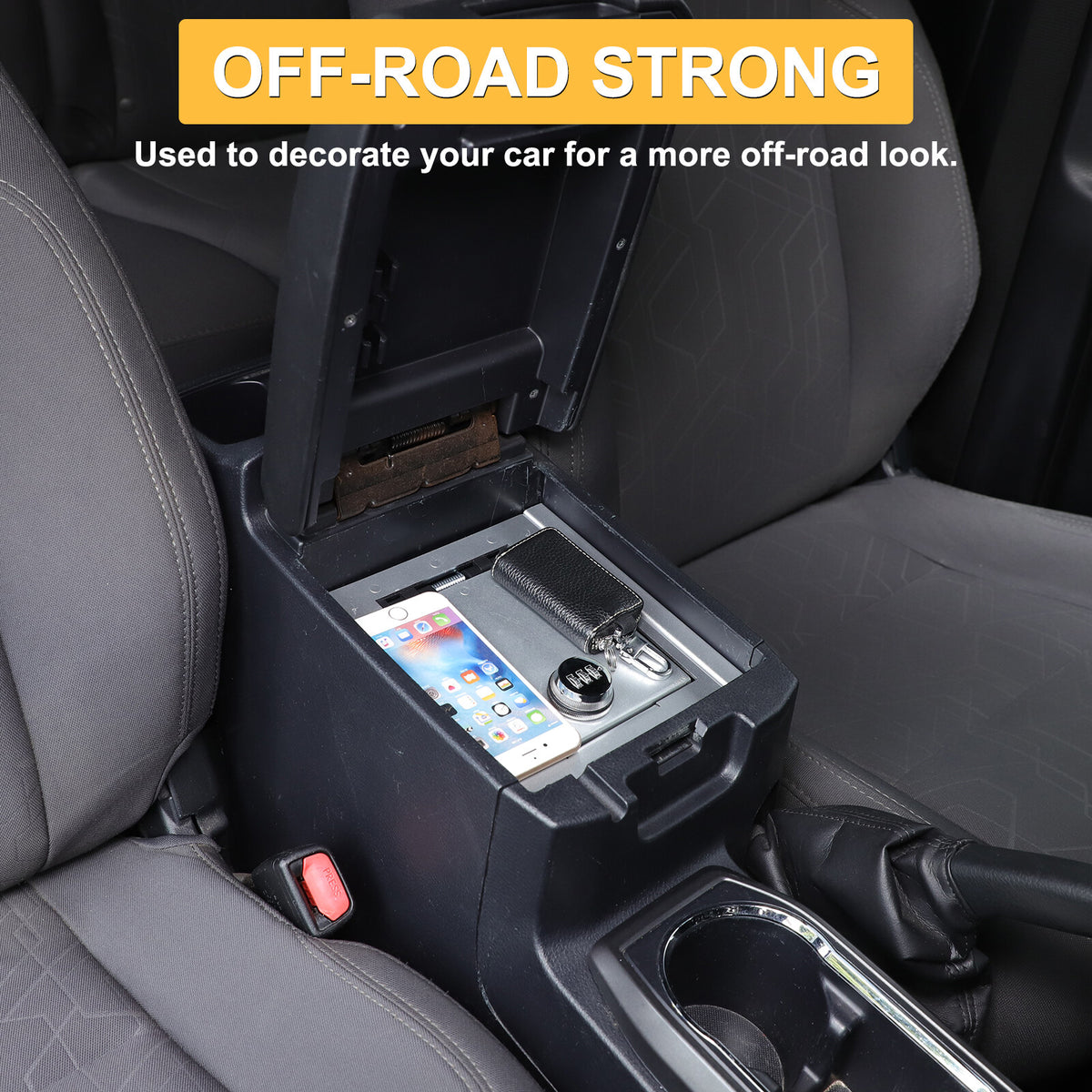 Silver Center Console Safe Armrest Storage Lock Box TRAY For Toyota Tacoma 16-22 8