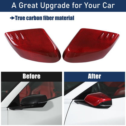 Red Real Carbon Fiber Side Mirror Cover Trim W/Air Vent For Corvette C8 2020+ 21