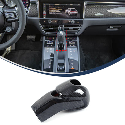 Real Carbon Fiber Center Gear Shift Head Cover Trim For Porsche Macan 2022 4