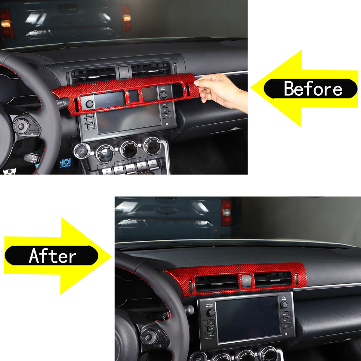 Red Real Carbon Fiber Interior Center Console Trim Set Kit For Subaru BRZ 22+ 145