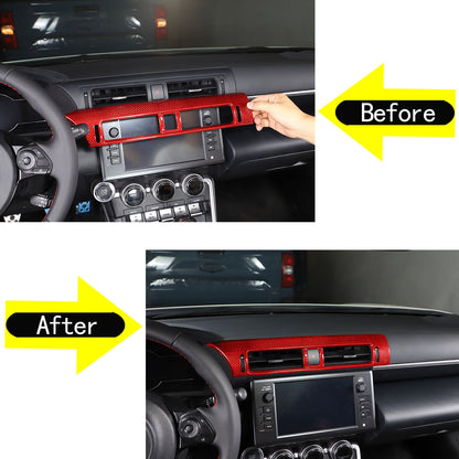 Red Real Carbon Fiber Interior Center Console Trim Set Kit For Subaru BRZ 22+ 145