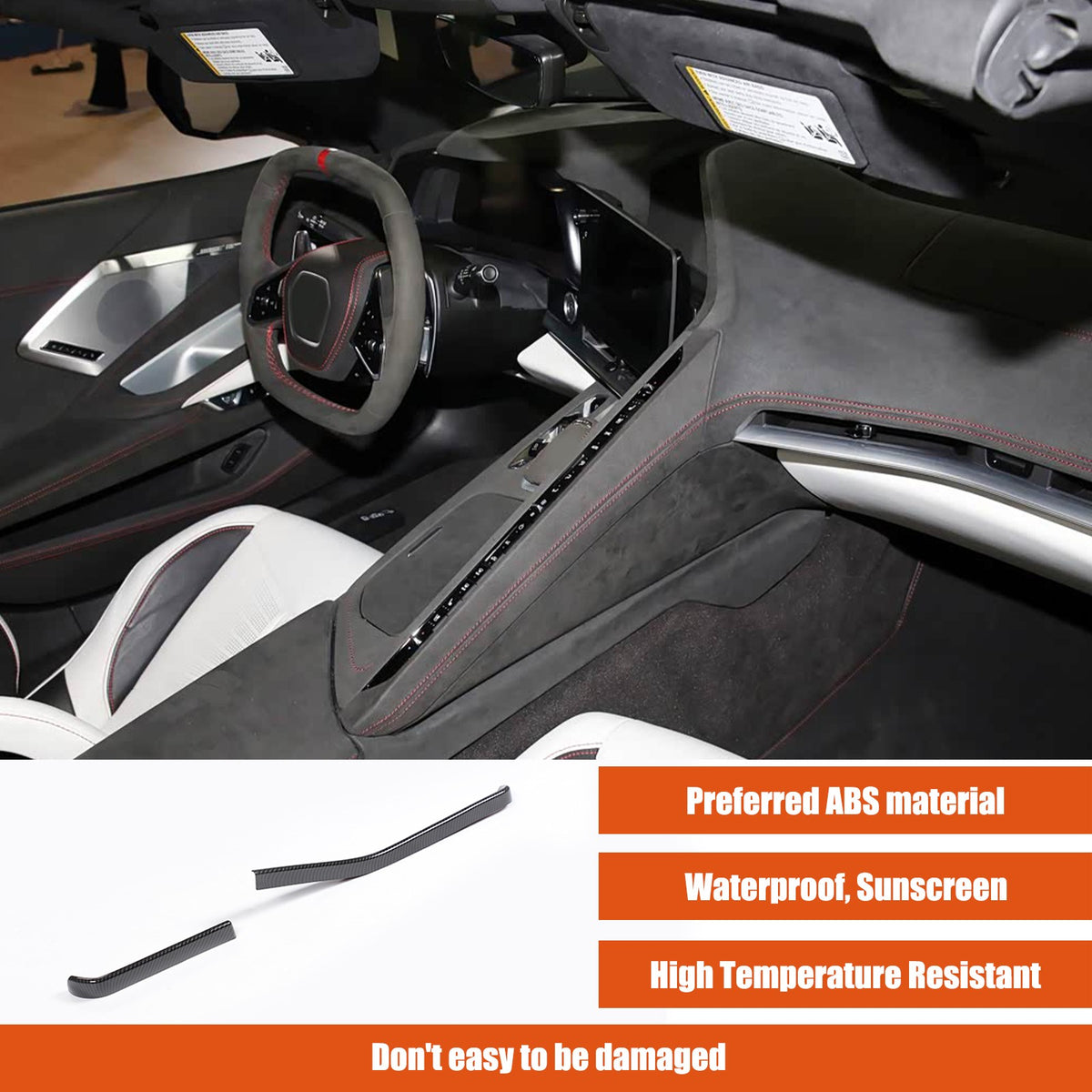 Carbon Fiber ABS Dashboard Side Air Vent Trim Cover For Corvette C8 2026+ 5