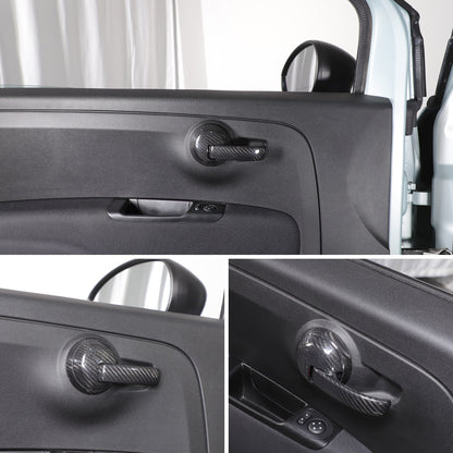 Real Carbon Fiber Interior Door Handle Trim For Fiat 500 Abarth 595 695 2010+ 3