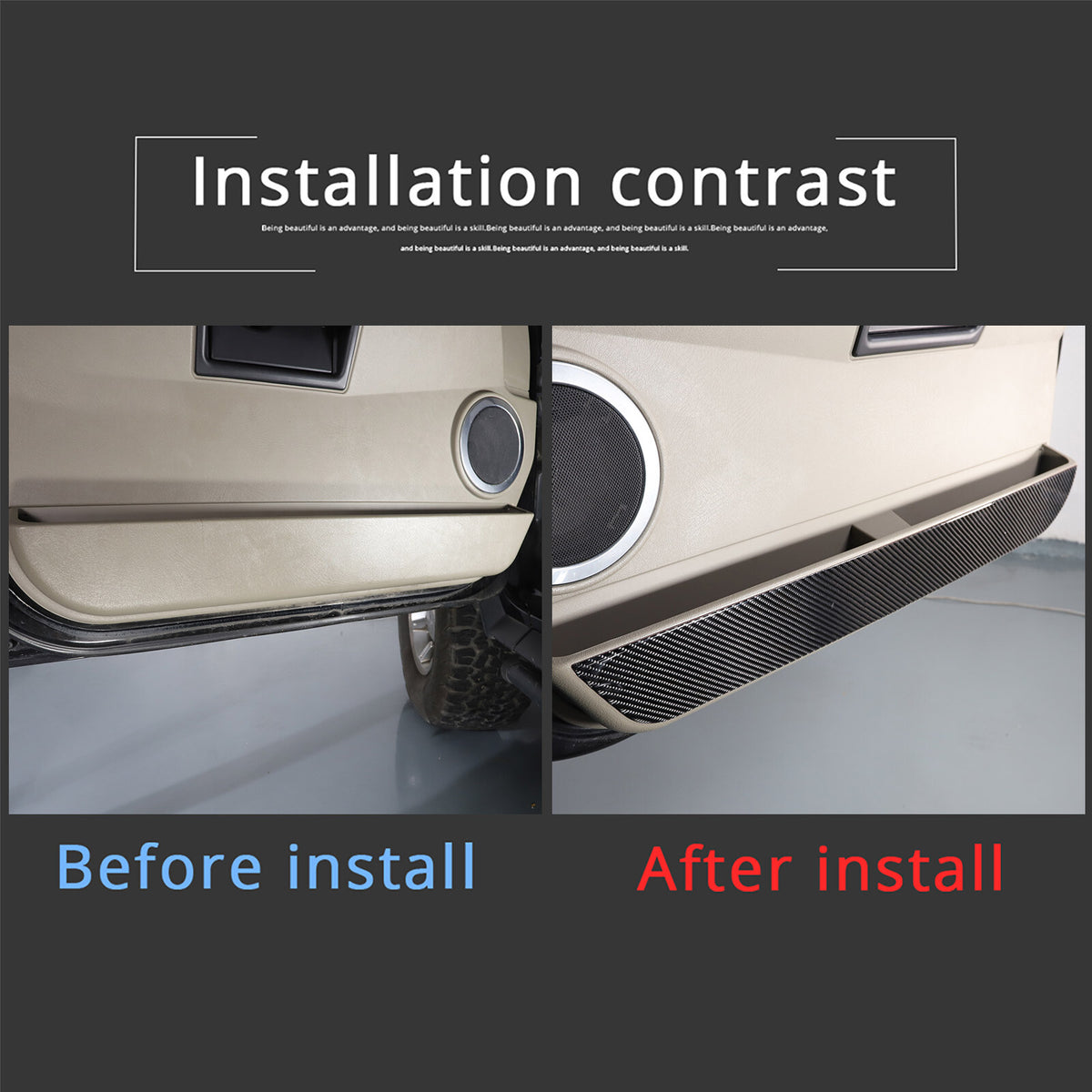 Carbon fiber Door Bottom Anti-Kick Trim Sticker For Hummer H2 2003-09 9