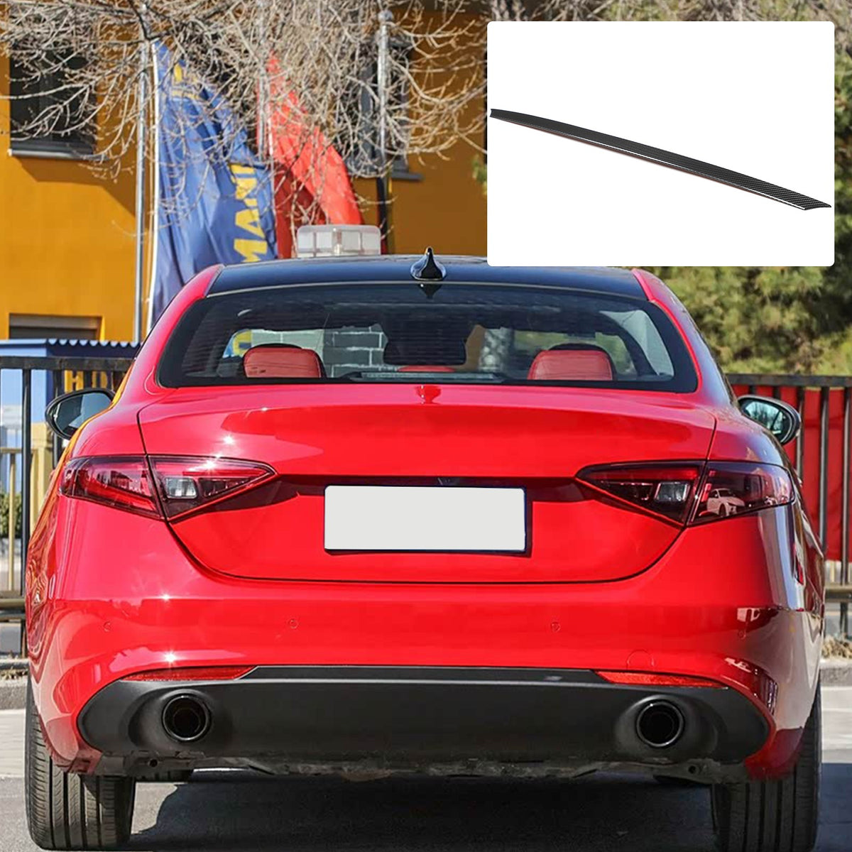 Real Carbon Fiber Tailgate Trim For Alfa Romeo Giulia 952 2017-2020 1