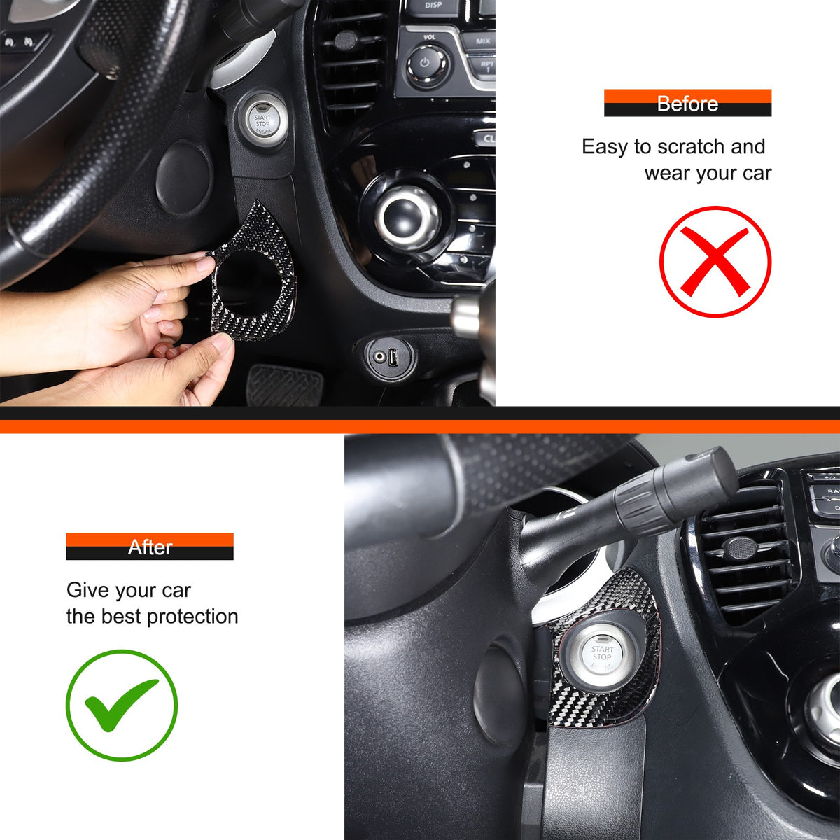 Soft Carbon Fiber Interior Center Console trim Sticker For Nissan Juke 2011-2019 232