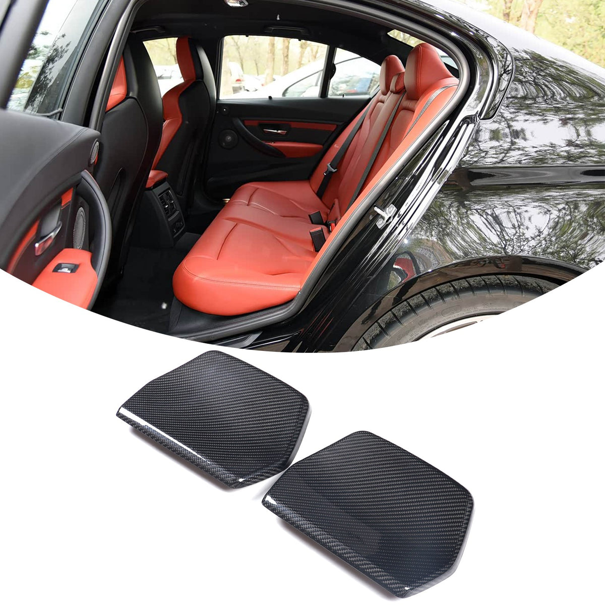Real Carbon Fiber Rear Seat Headrest Cover For BMW M3 F80 M4 F82 F83 M2C 3