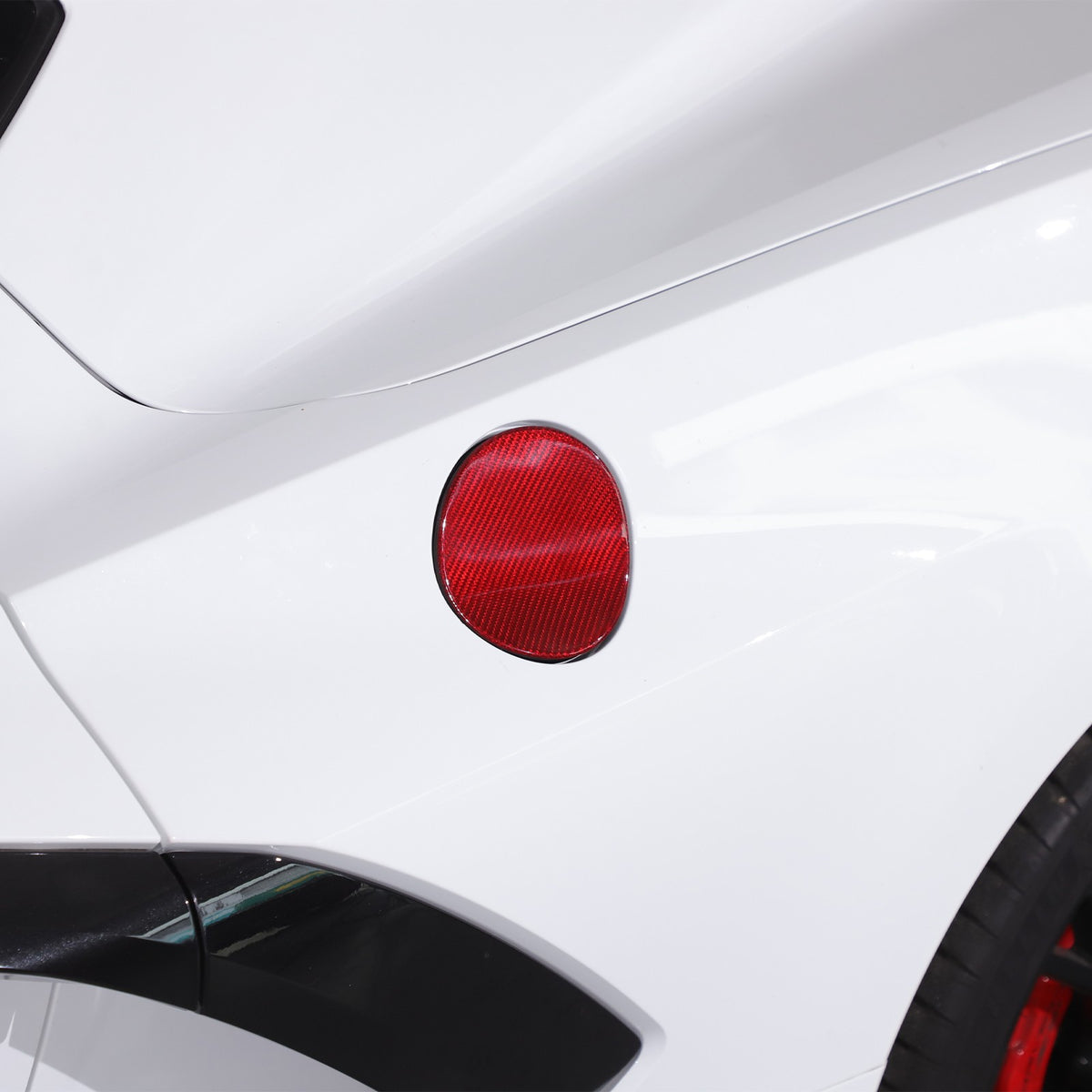 Replacement Red Real Carbon Fiber Fuel Tank Cap Lid Cover For Corvette C8 20+ US 15