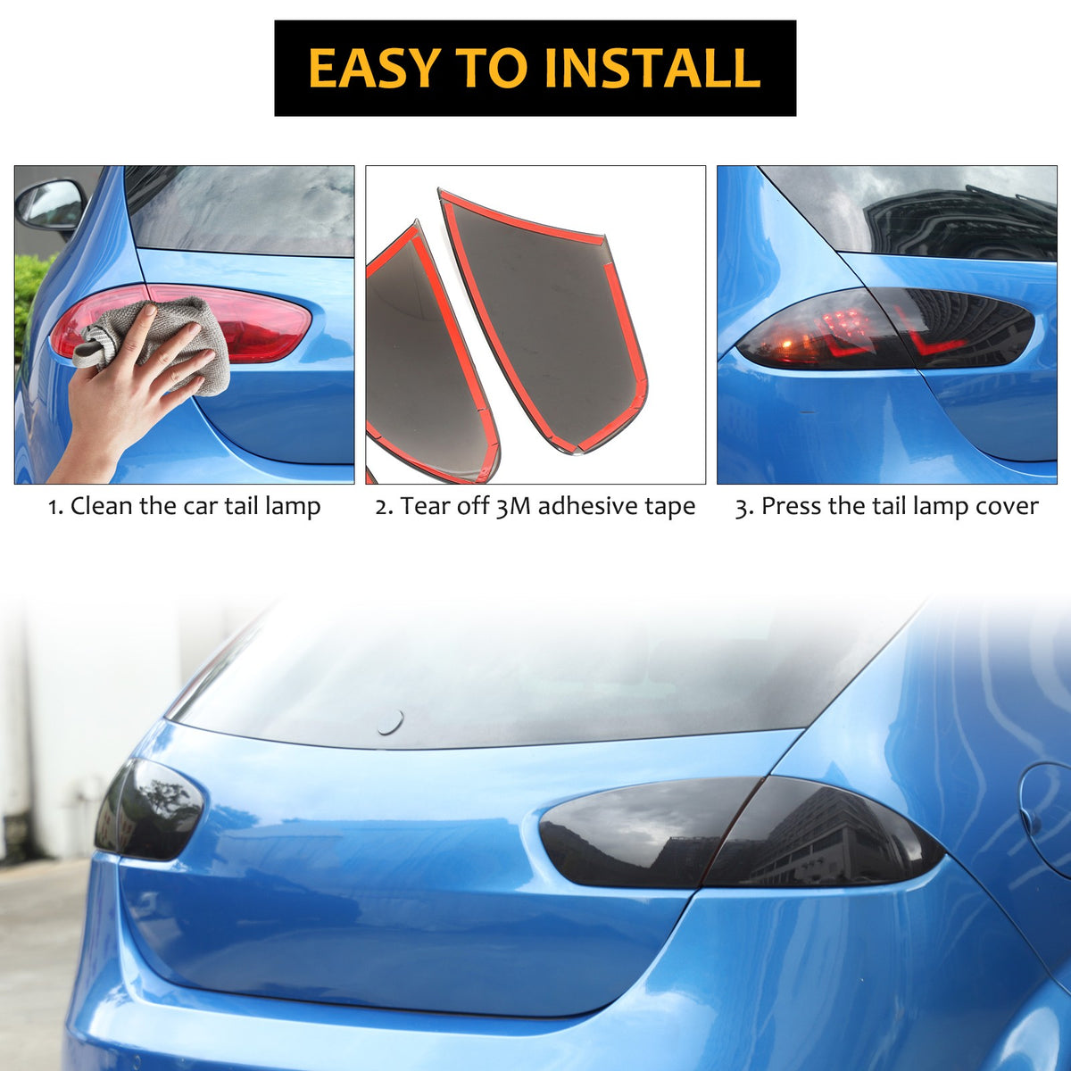 Transparent Gray Smoked Tail Light Trim Cover For Seat Leon MK2 1P1 2008-2012 21