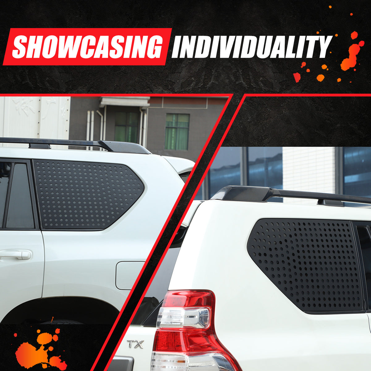 Exterior Rear Quarter Door Window Pillar Cover For Toyota Land Cruiser Prado 10+ 18