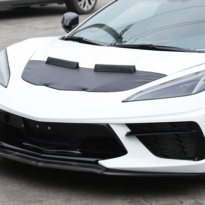 PU Leather Car Bonnet Hood Bra Wind & Bug Deflectors For Corvette C8 2020-26 US 21
