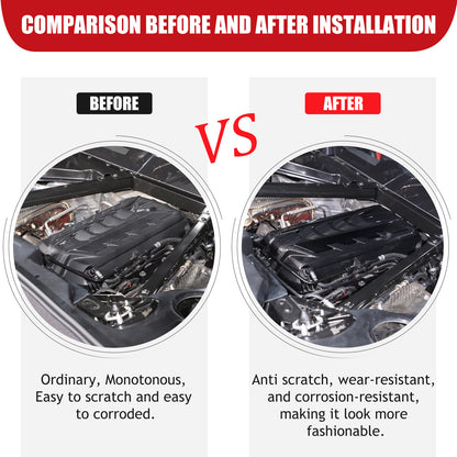ABS Carbon Fiber Engine Bay Panel Cover in Edge Black For Corvette Coupe C8 20+ 14