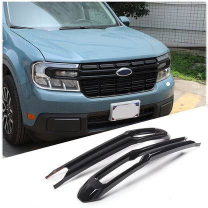 Glossy Black Front Bumper Grille Cover +Logo Ring For Ford Maverick 22-24 US 2
