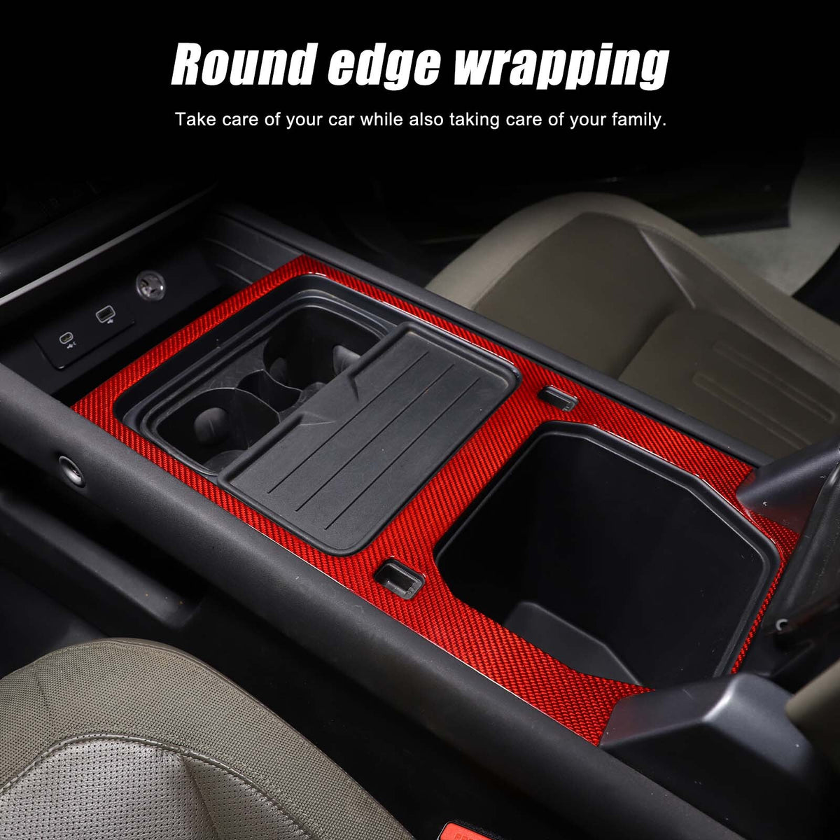 Real Carbon Fiber Console Water Cup Panel Trim For LR Defender L663 110 2020-23 3