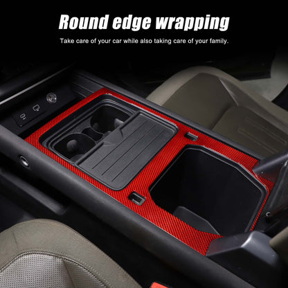 Real Carbon Fiber Console Water Cup Panel Trim For LR Defender L663 110 2020-23 3