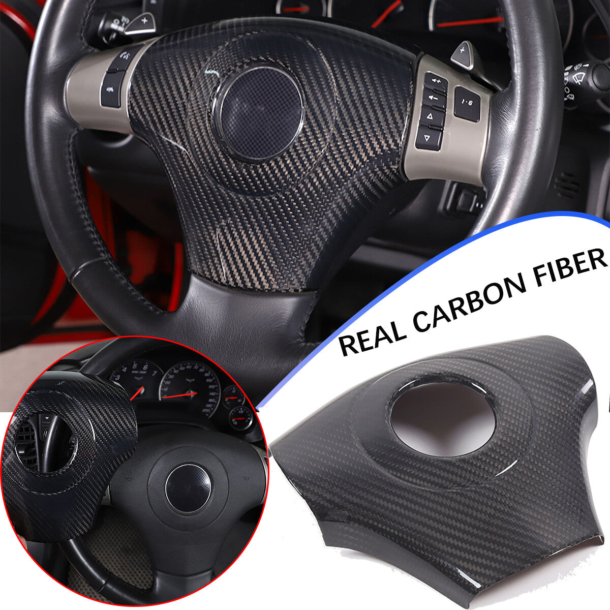 Real Carbon Fiber Steering Wheel Center Surround Trim Cover For Corvette C6 05+ 2