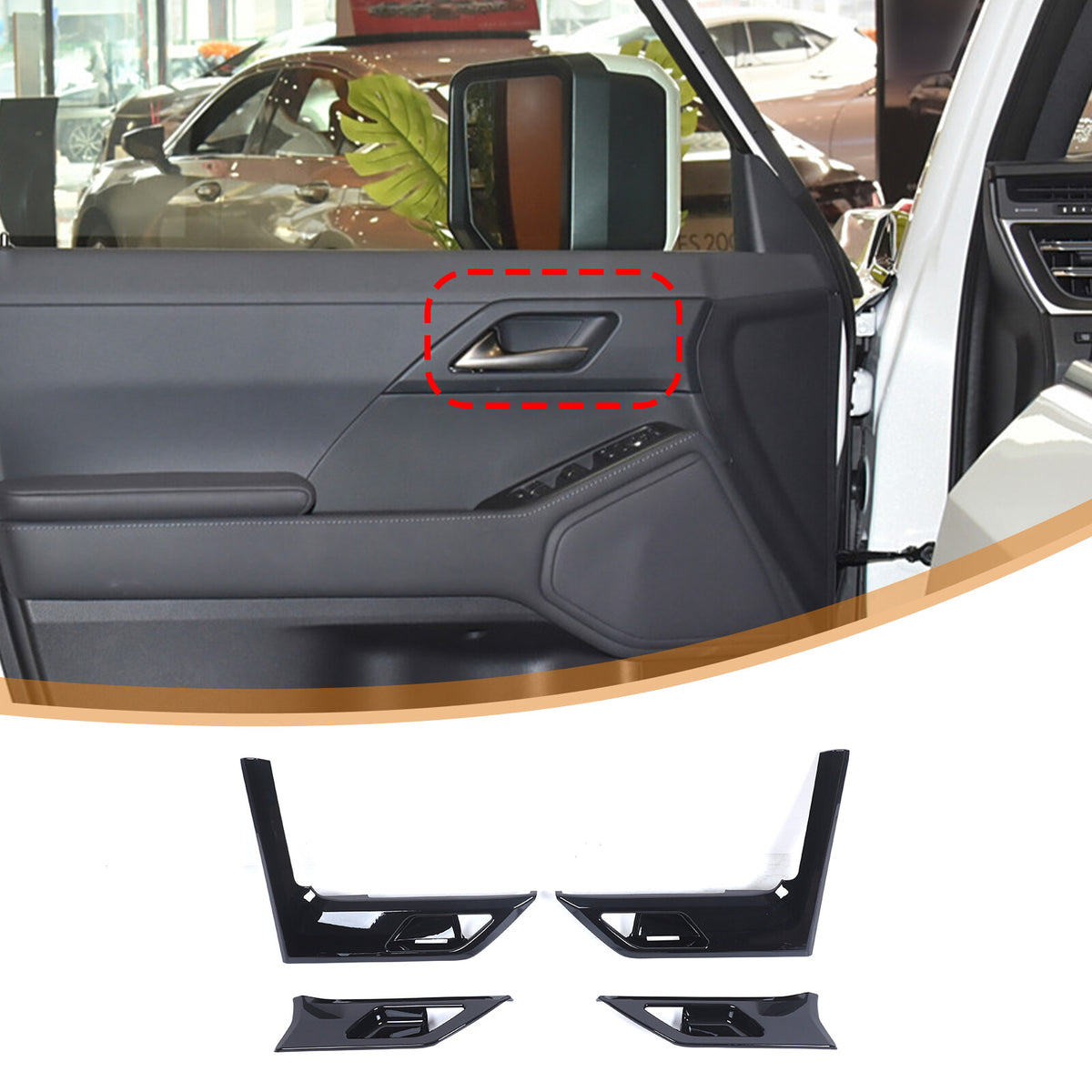 Glossy Black Interior Door Bowl Panel Trim Cover For Lexus GX550 2025+ 3