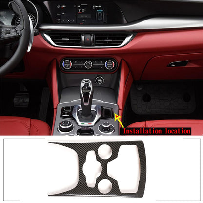 Real Dry Carbon Center Console Gear Panel Trim For Alfa Romeo Stelvio 2020-25 8