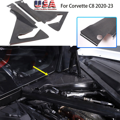 Real Carbon fiber Engine Bay Corner Panel Trim Cover Base For Corvette C8 US 1