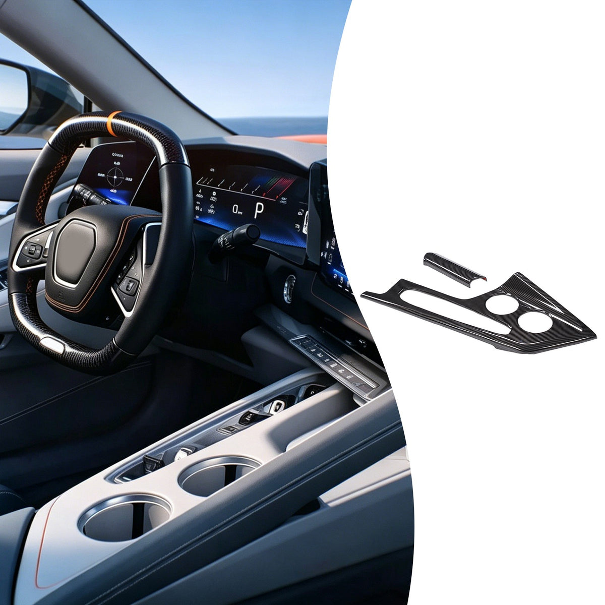 Carbon Fiber ABS Center Console Gear Shift Panel Trim For Corvette C8 2026+ 8