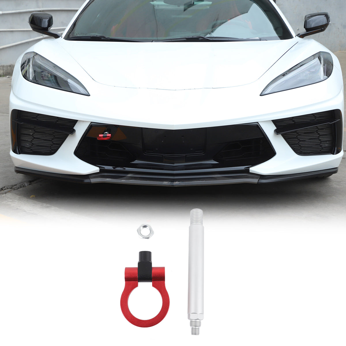 Front Bumper Trailer Track Racing Aluminum Tow Hook Ring For Corvette C8 20+ US 25
