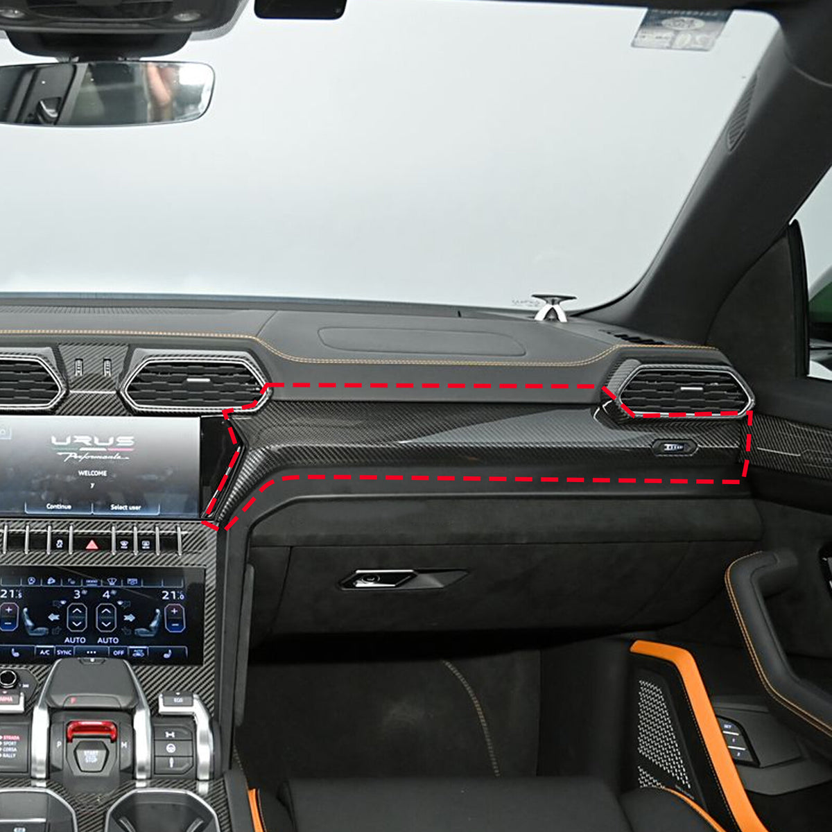 Matte Real Dry Carbon Fiber Center Console Panel Trim For Lamborghini URUS 18-23 6